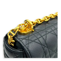 Caro Shoulder Bag Large Black in Calfskin, Gold hardware
