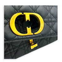 Caro Shoulder Bag Large Black in Calfskin, Gold hardware