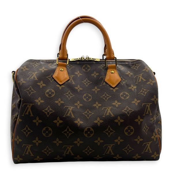 Speedy Bandouliere Top Handle Bag 30 Brown in Monogram Coated Canvas, Gold hardware