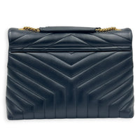 Loulou Medium Black Shoulder Bag in Calfskin, Gold hardware
