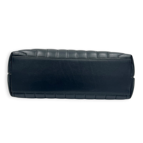 Loulou Medium Black Shoulder Bag in Calfskin, Gold hardware