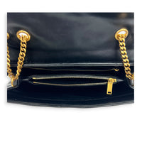 Loulou Medium Black Shoulder Bag in Calfskin, Gold hardware