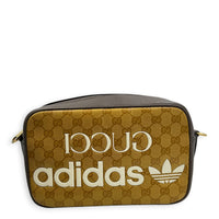 x Adidas Crossbody Bag Brown in Coated Canvas, Gold hardware