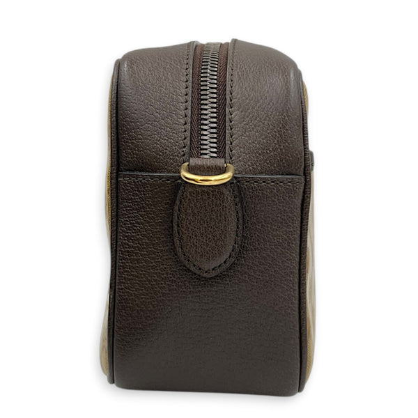 x Adidas Crossbody Bag Brown in Coated Canvas, Gold hardware
