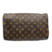 Perforated Speedy 30 Brown Top Handle Bag in Coated Canvas, Gold hardware