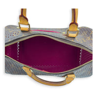 Perforated Speedy 30 Brown Top Handle Bag in Coated Canvas, Gold hardware