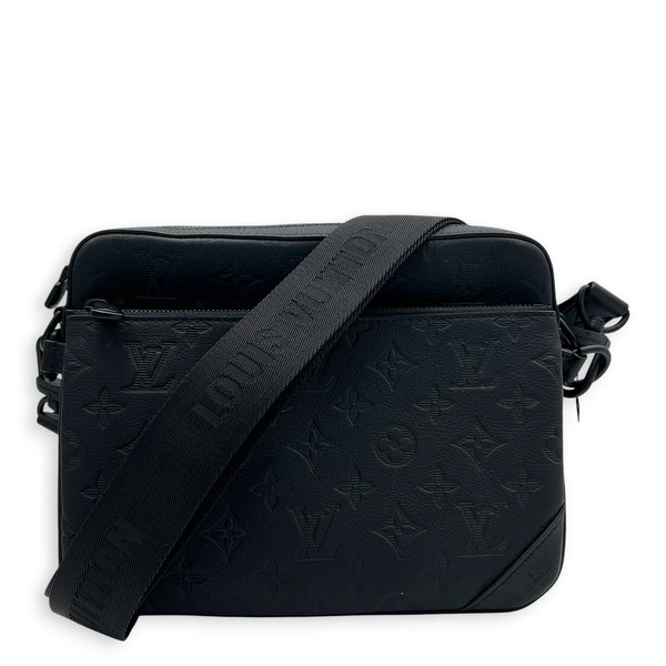 Trio Black Messenger in Monogram Shadow Leather, Gunmetal hardware