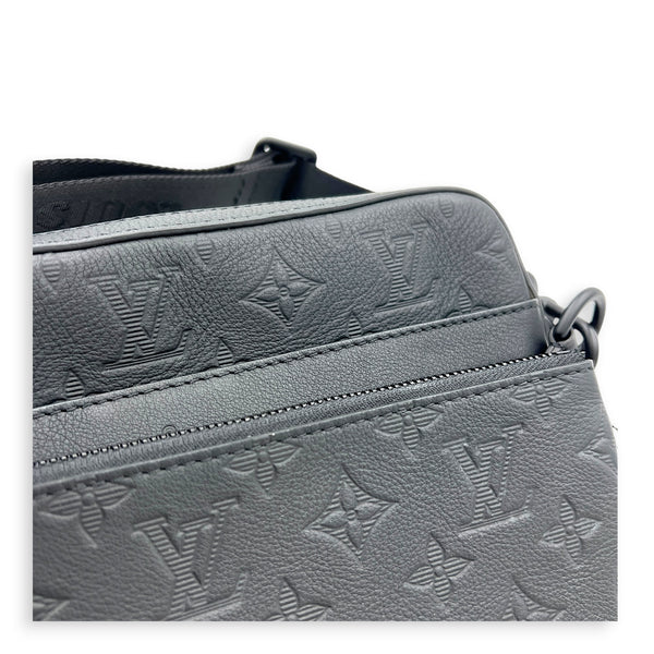 Trio Black Messenger in Monogram Shadow Leather, Gunmetal hardware