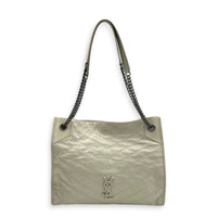 Niki Tote Bag Medium White in Calfskin, Silver hardware