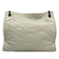 Niki Tote Bag Medium White in Calfskin, Silver hardware
