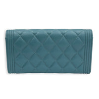 Boy Wallet Blue in Caviar Leather, Light Gold hardware