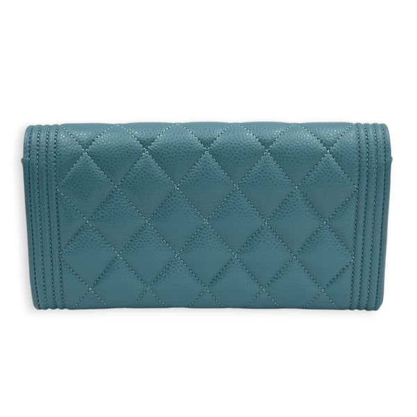 Boy Wallet Blue in Caviar Leather, Light Gold hardware