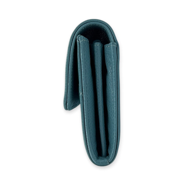 Boy Wallet Blue in Caviar Leather, Light Gold hardware