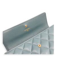 Boy Wallet Blue in Caviar Leather, Light Gold hardware