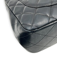 Classic Single Flap Jumbo Black Shoulder Bag in Lambskin, Silver hardware