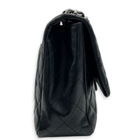 Classic Single Flap Jumbo Black Shoulder Bag in Lambskin, Silver hardware