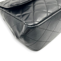 Classic Single Flap Jumbo Black Shoulder Bag in Lambskin, Silver hardware