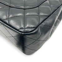 Classic Single Flap Jumbo Black Shoulder Bag in Lambskin, Silver hardware
