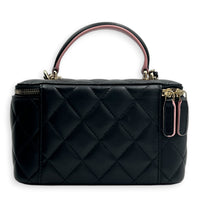 Vanity Black/Pink Top Handle Bag in Lambskin, Gold hardware