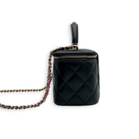Vanity Black/Pink Top Handle Bag in Lambskin, Gold hardware