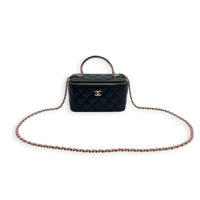 Vanity Black/Pink Top Handle Bag in Lambskin, Gold hardware