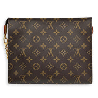 Toiletry Pouch on Chain Brown Shoulder Bag in Monogram Coated Canvas, Gold hardware
