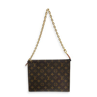 Toiletry Pouch on Chain Brown Shoulder Bag in Monogram Coated Canvas, Gold hardware
