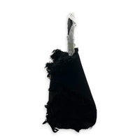 Hug Fringe Medium Black Top Handle Bag in Canvas, Gold hardware