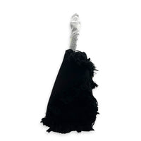 Hug Fringe Medium Black Top Handle Bag in Canvas, Gold hardware