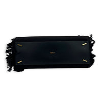 Hug Fringe Medium Black Top Handle Bag in Canvas, Gold hardware