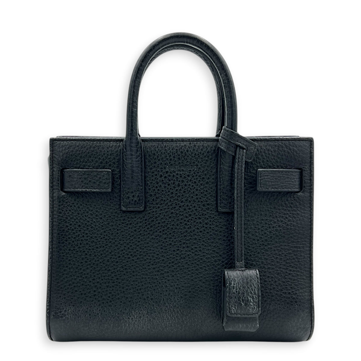Sac de Jour Nano Black Top Handle Bag in Calfskin, Silver hardware
