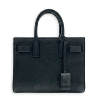 Sac de Jour Nano Black Top Handle Bag in Calfskin, Silver hardware