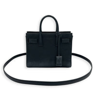 Sac de Jour Nano Black Top Handle Bag in Calfskin, Silver hardware
