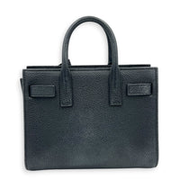 Sac de Jour Nano Black Top Handle Bag in Calfskin, Silver hardware