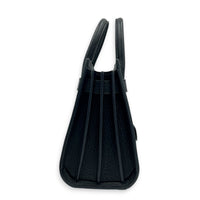 Sac de Jour Nano Black Top Handle Bag in Calfskin, Silver hardware