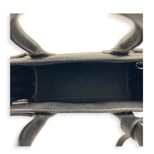 Sac de Jour Nano Black Top Handle Bag in Calfskin, Silver hardware