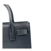 Sac de Jour Nano Black Top Handle Bag in Calfskin, Silver hardware
