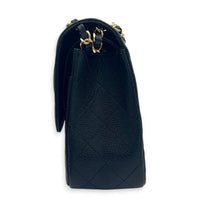 Classic Double Flap Shoulder Bag Jumbo Black in Caviar Leather, Gold hardware