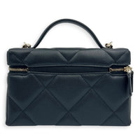 CC Vanity Black Top Handle Bag in Caviar Leather, Light Gold hardware