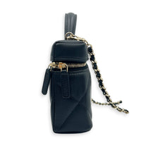 CC Vanity Black Top Handle Bag in Caviar Leather, Light Gold hardware