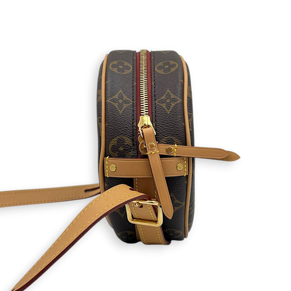 Boite Chapeau PM Brown Crossbody Bag in Monogram Coated Canvas, Gold hardware