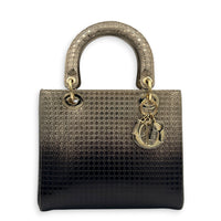 Lady Dior Gradient Micro Cannage Top Handle Bag in Patent Leather, Gold hardware