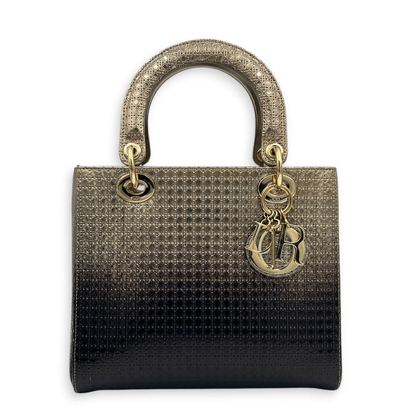 Lady Dior Gradient Micro Cannage Top Handle Bag in Patent Leather, Gold hardware