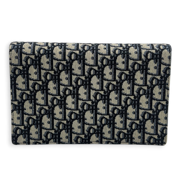 Saddle Wallet On Chain Navy Blue Oblique in Jacquard, Antique Brass hardware