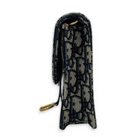 Saddle Wallet On Chain Navy Blue Oblique in Jacquard, Antique Brass hardware