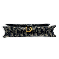 Saddle Wallet On Chain Navy Blue Oblique in Jacquard, Antique Brass hardware