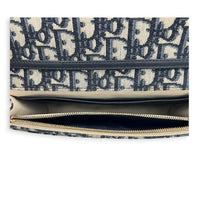 Saddle Wallet On Chain Navy Blue Oblique in Jacquard, Antique Brass hardware