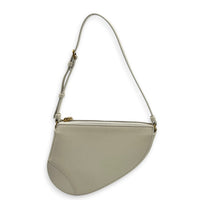 Saddle White Shoulder Bag in Goat Leather, Gold hardware