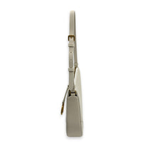 Saddle White Shoulder Bag in Goat Leather, Gold hardware