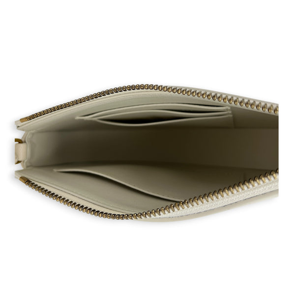 Saddle White Shoulder Bag in Goat Leather, Gold hardware
